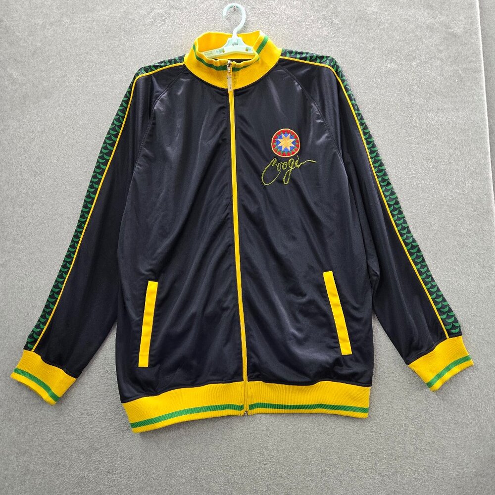 Coogi Men Track Jacket 3XL Black Native American Tribal Navajo Chief Embroidered
